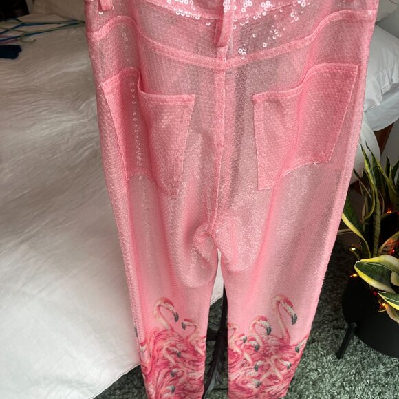 Adam Selman Sequin Flamingo Pants - Picture 4 of 7